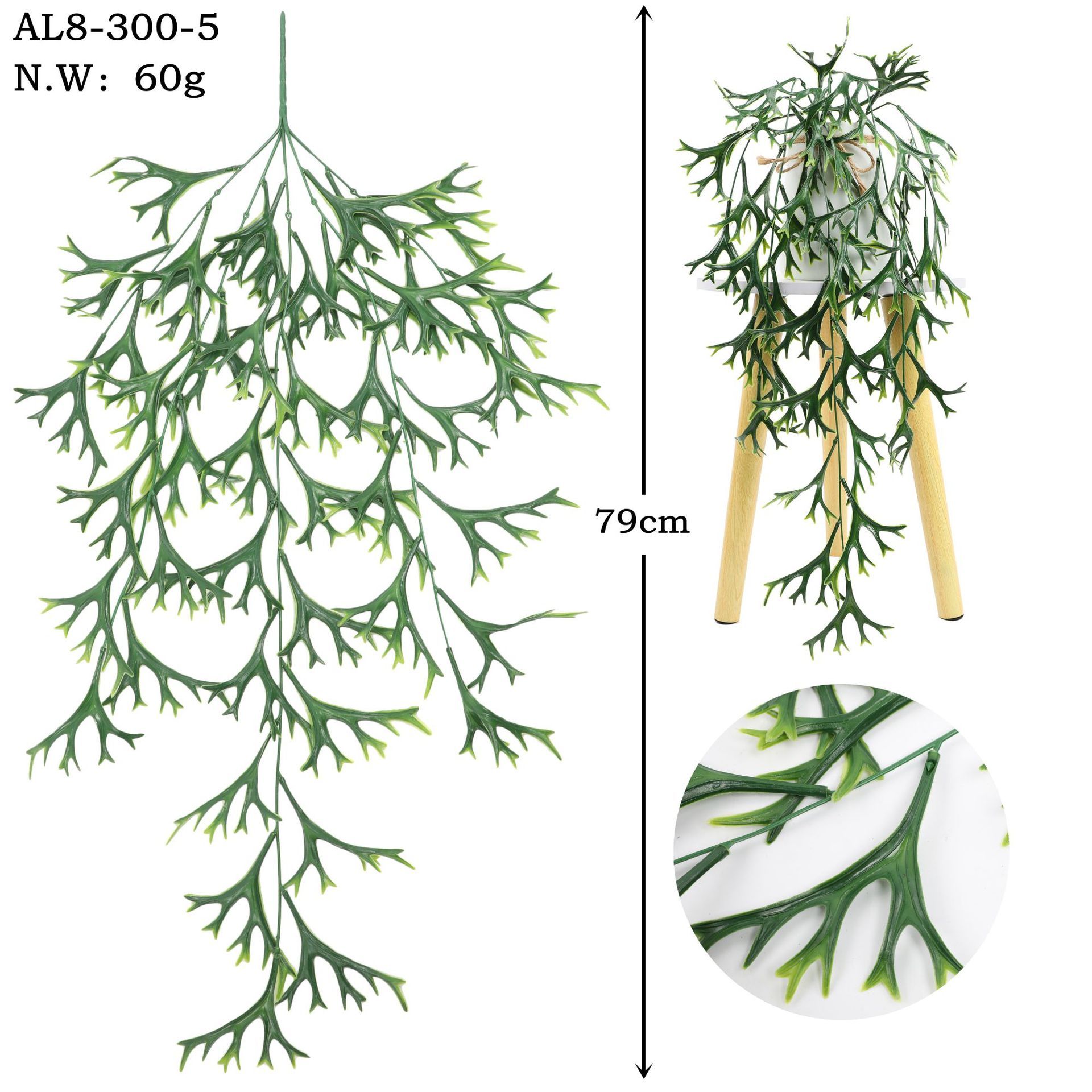 Vigne suspendue artificielle de 79 cm avec feuilles en corne de cerf