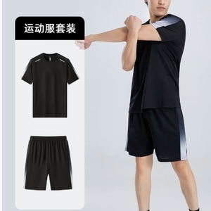 男性用サマースポーツウェアセット: 速乾式ルーズフィット半袖Tシャツ & マッチングパンツ