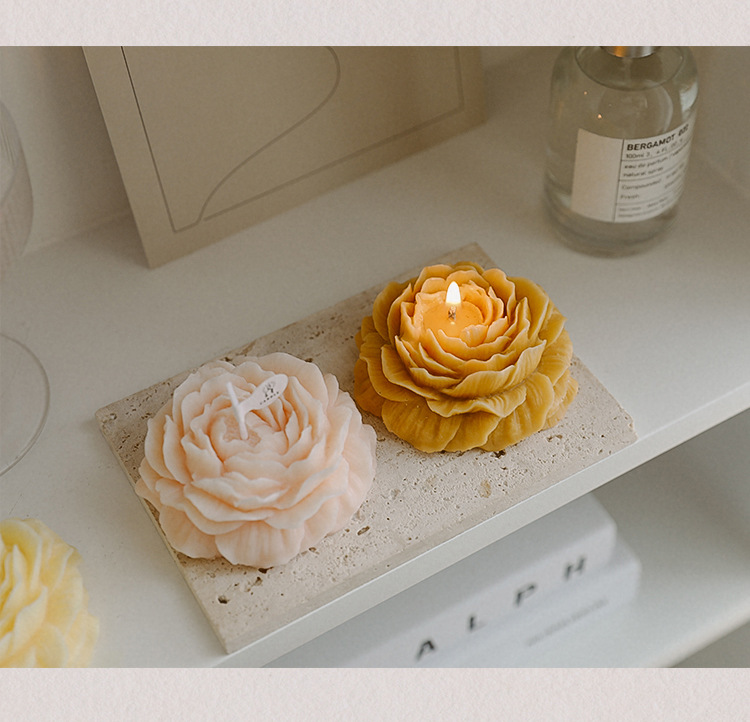 AROMA HOME Kwiat Kształt Piwonia Rzeźba Wosk Sojowy Aromaterapia Pachnące Ręcznie 4