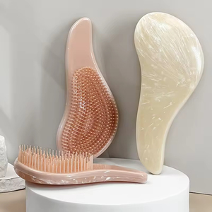 Fabrika Wholrsase temizleme Detangler derisi masaj asetat mermer desen islak Detangling saç fırçası kadınlar için