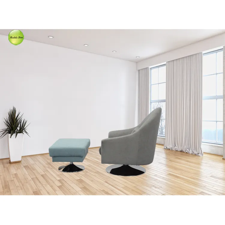 Grande chaise longue moderne d'appoint de salon avec pouf Fauteuil d'appoint confortable Fauteuil en velours large de luxe