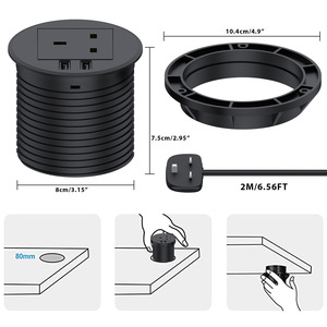 Британский стандарт, двойная круглая настольная розетка с USB-разъемом - Product Image 2