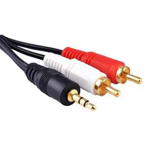 3.5毫米AUX立体声金端口至2 RCA公1.5米长音频Y电缆适配器，适用于高清电视电脑播放器智能手机平板电脑笔记本 - Product Image 5