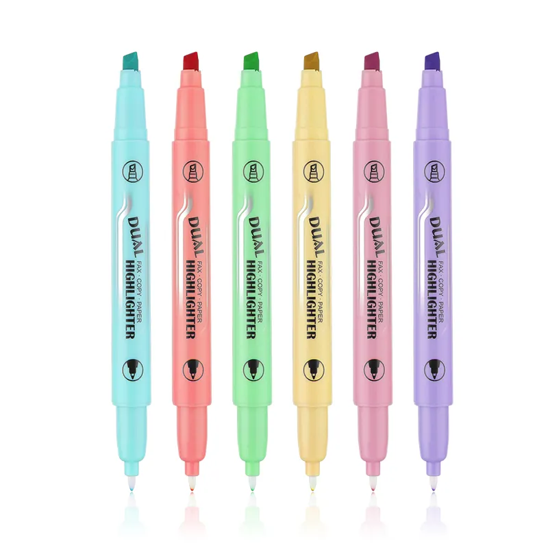 GXIN Non-Toxic Low Odor Dual Tip Pastel color Highlighters marker pen set