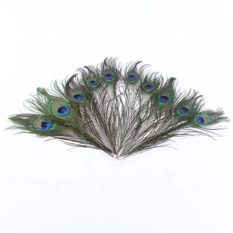 Plumas de pavo Real naturales para decoración, 25-30CM, venta al por mayor