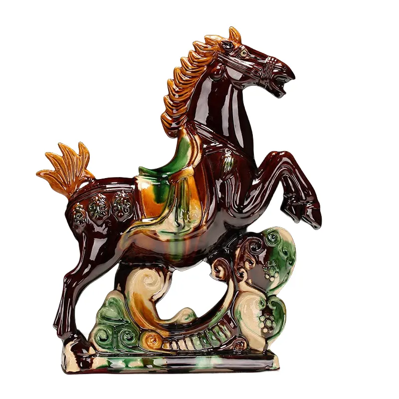 Tang Sancai Ceramic Medium Grade Horse Crafts Decorations and Gifts Horse in Zhaocai Living Room Office