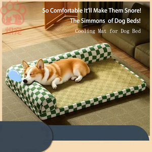 小さな夏の環境に優しい猫/犬用ベッド取り外し可能洗えるL字型枕多層複合ソリッドパターンキャンバスネスト犬 - Product Image 4