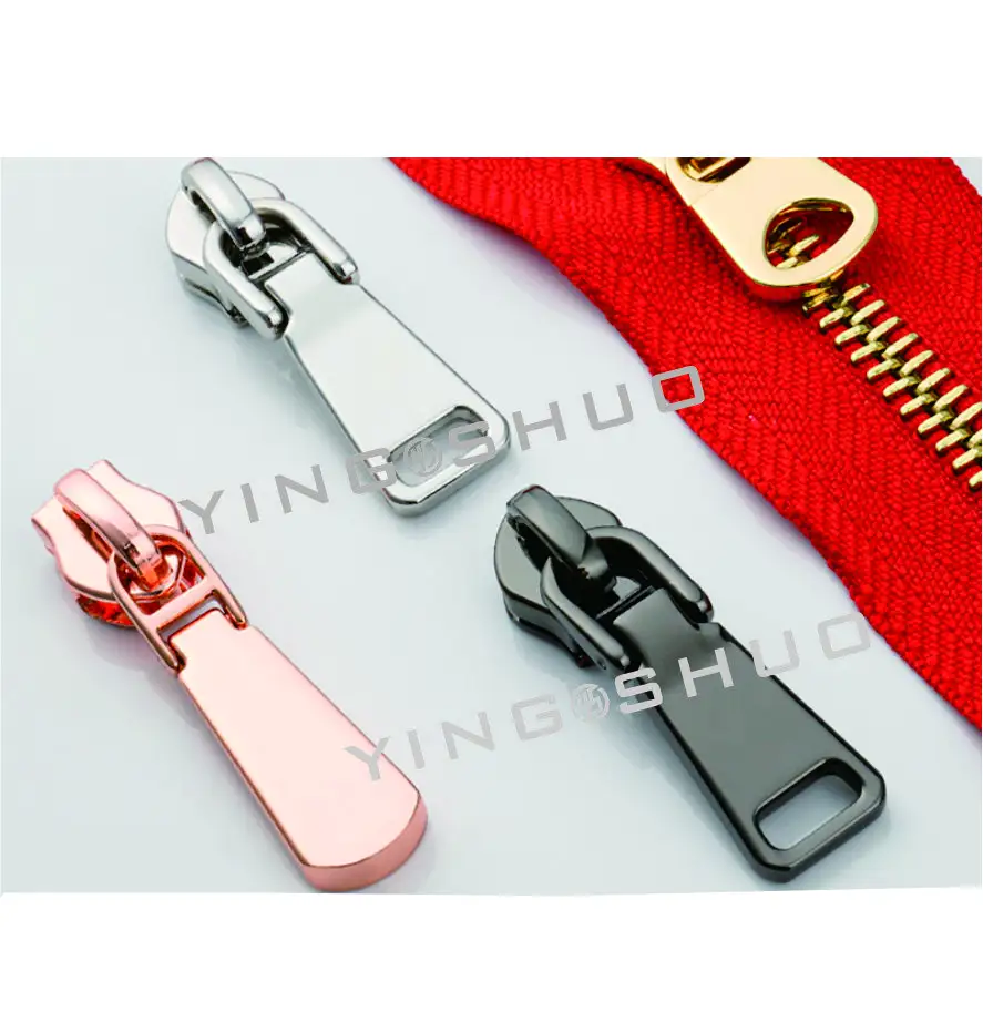 Accessori Hardware per bagagli all'ingrosso ciondolo denti in Nylon nichelato 5 # maniglia con cerniera maniglia con cerniera a doppia sezione