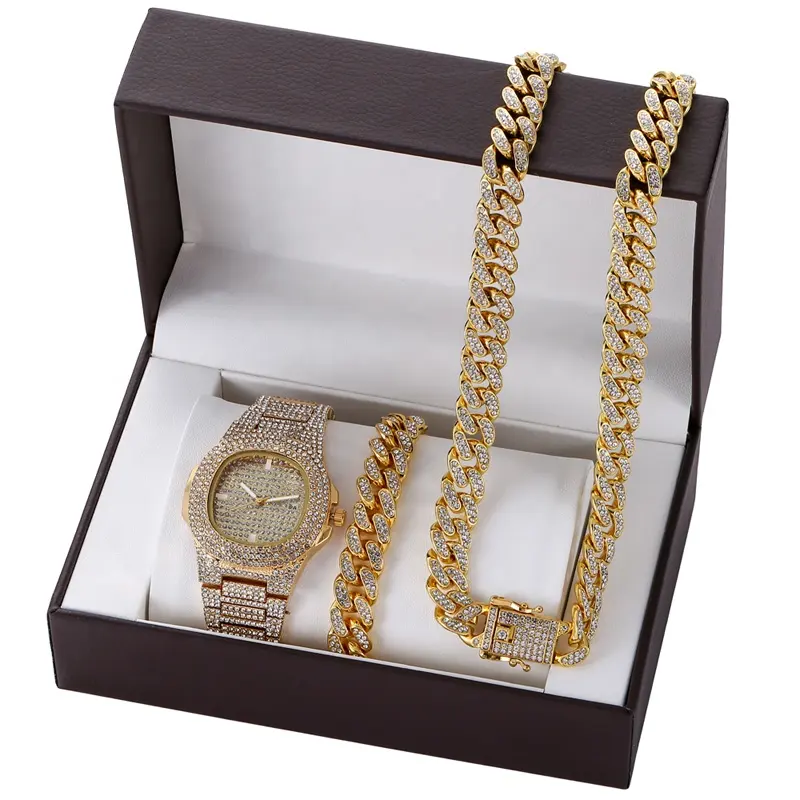 Orologio da polso bracciale uomo orologio collana Set confezione regalo, orologio con Set collane