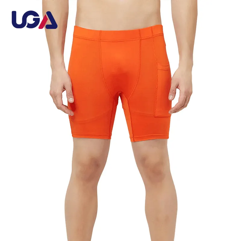 Großhandel Männer Polyester Spandex Gym Shorts High Stretch Custom Männer Fitness Leggings Workout Strumpfhose mit Taschen
