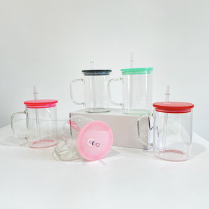 Best Value <strong>Gift</strong> Crystal clear Blank 17oz Sublimation Glass <strong>Mug</strong> Transparent Coffee <strong>Mug</strong> with Colored <strong>pp</strong> Lids for Hot Printing