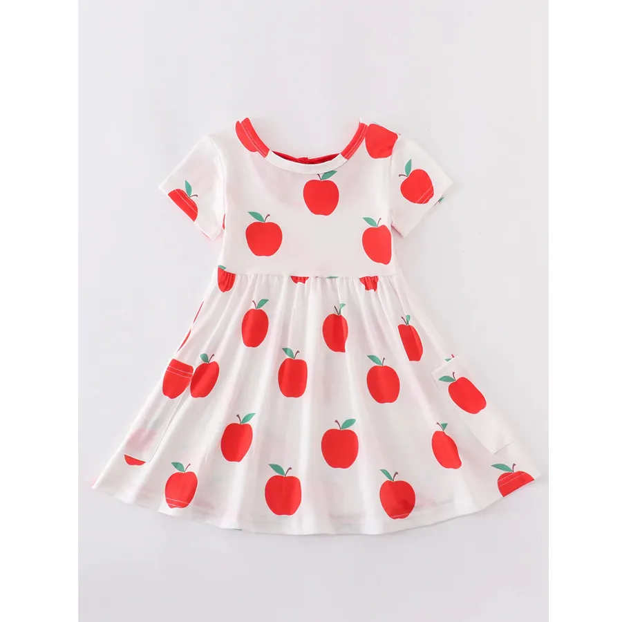 Apple Back Bow Boutique Baby Girl Dress Summer Kids Children dress style knitting patterns Wholesale