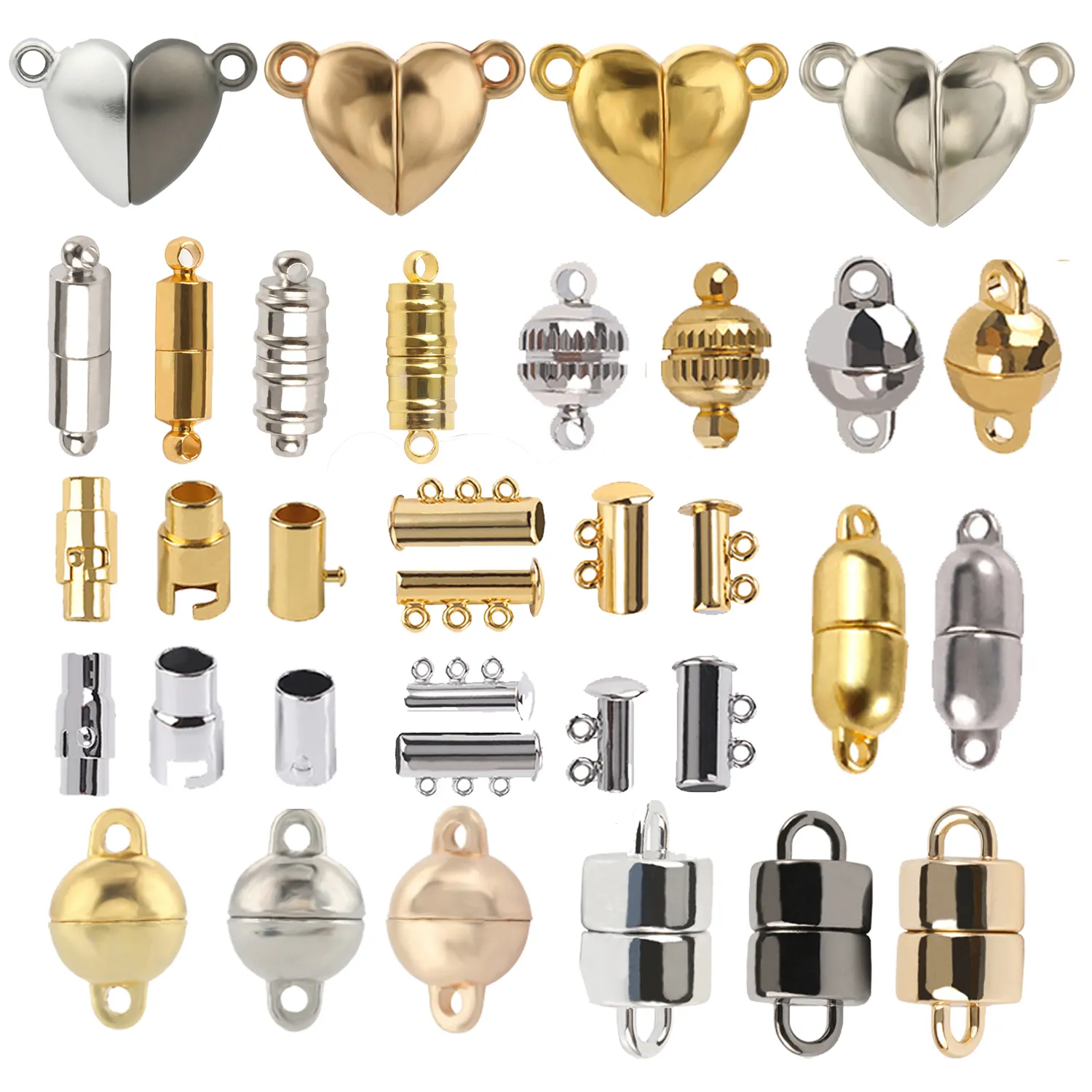 Großhandel 64 Design Gold legierung Magnet verschlüsse Schmuck Armband für Schmuck Herstellung Armband Halskette Ohrring für Männer