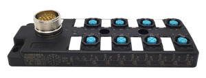 Caja de distribución de 2 puertos, distribuidor de doble señal, entrada PNP, 8 x M12, 5 pines, M23, M12, M12