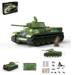 Quanguan WW2 Military Battle Tank Model <strong>Toy</strong> 100276 Building Display Set <strong>Soviet</strong> T-34 Medium Tank for Decoration Technical Study - Product Image 1