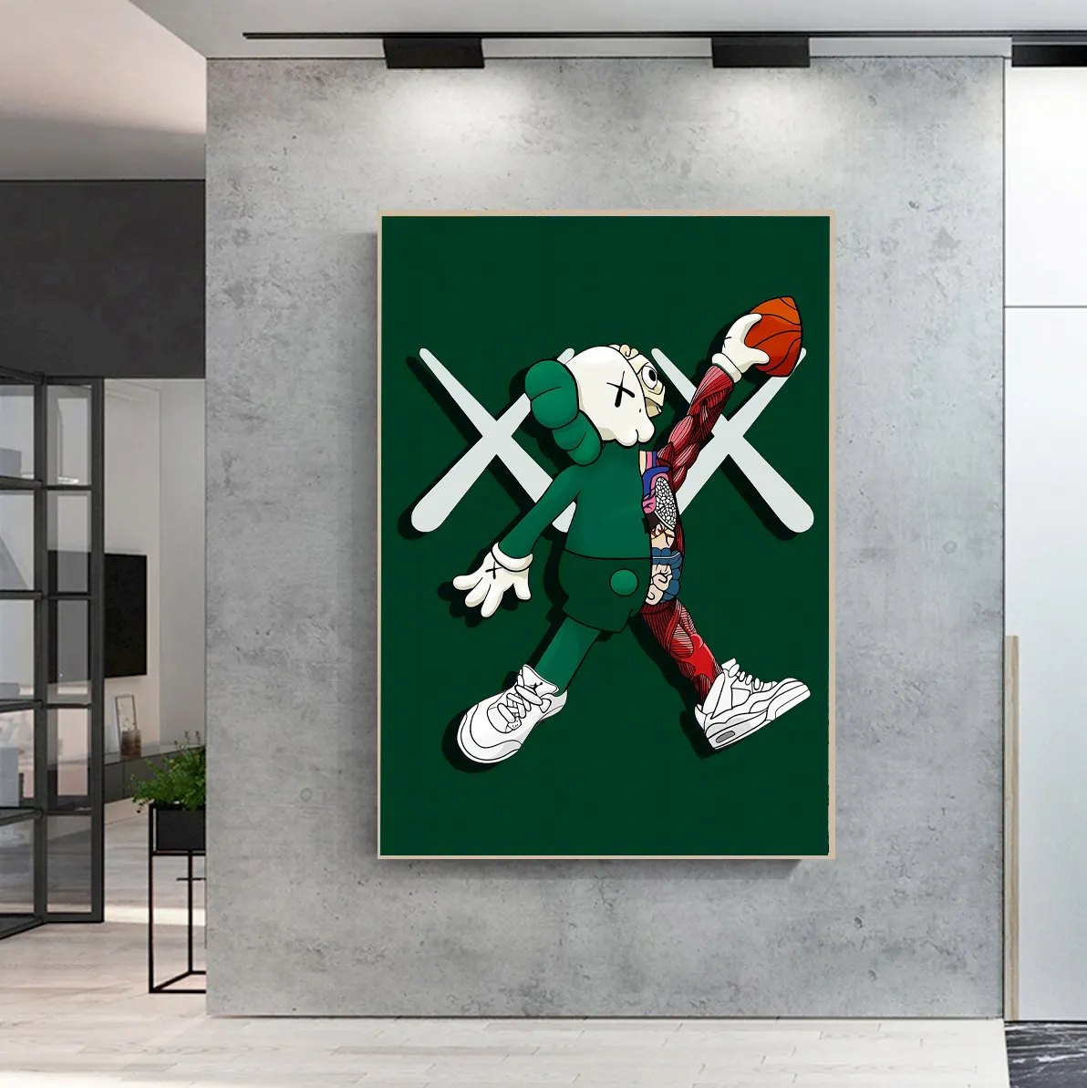 Cuadros de pared artísticos Pop de oso verde de dibujos animados modernos abstractos pintura en lienzo para decoración del hogar carteles de decoración de pared de salón impresiones