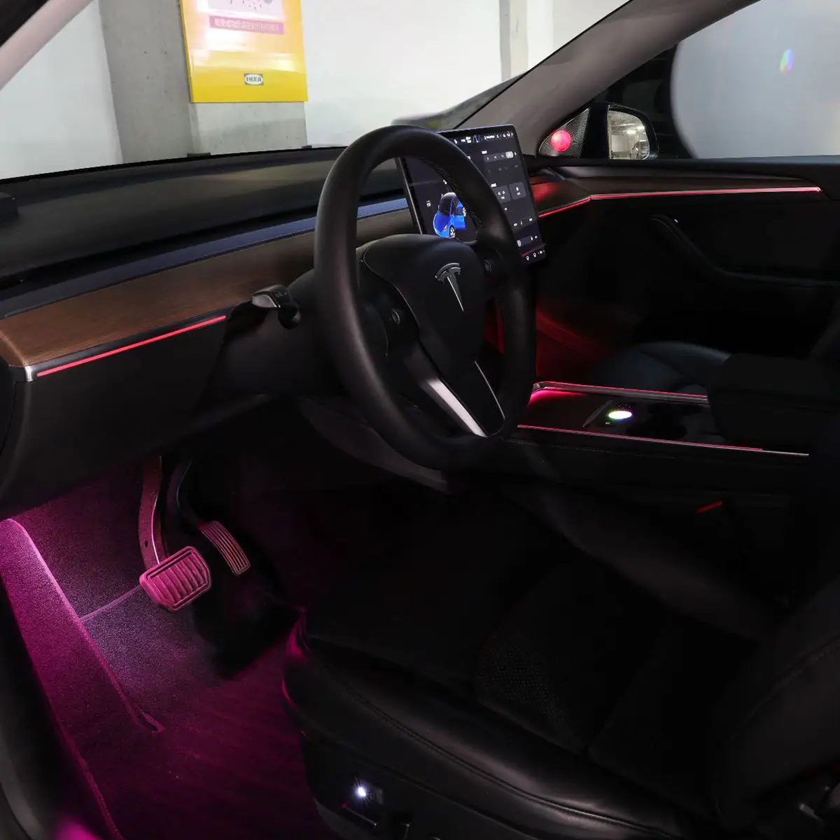 Car Ambient Light Kit For Tesla Model 3 Y 128 Colors LED APP Control Atmosphere Lights
