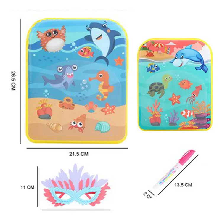 EPT Dollar Toys Puzzle Éducation Précoce Changement de Couleur Bain d'Eau Peinture Livre Bébé Animal Marin Dessin Jouets Avec Stylo