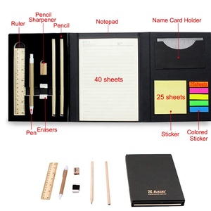 Custom ized Functional Hardcover 3-fach Notebook Haft notizen Lineal und Holz stationär 14-teiliges Set Office Use - Product Image 6