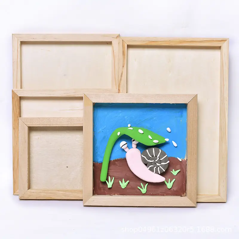 प्राकृतिक रिक्त फंसाया लकड़ी कैनवास पैनल फ्रेम साइन्स पेंटिंग अधूरा diy लकड़ी की ट्रे शिल्प खिलौना ड्राइंग कला सेट बॉक्स