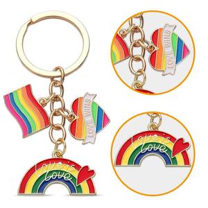 Tùy chỉnh cầu vồng lgbtq niềm tự hào Dây Móc Khóa men kim loại với Epoxy kết thúc đậm màu sắc rõ ràng tin nhắn tuyệt vời cho cuộc diễu hành cộng đồng tiếp cận cộng đồng - Product Image 3