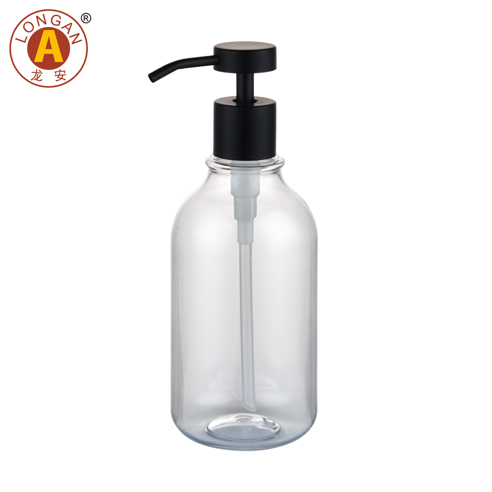 Flacon transparent + pompe à lotion noire (F15)