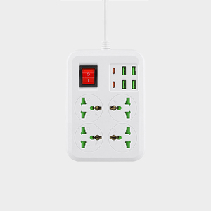 Enchufe eléctrico universal de enchufe múltiple 4 puertos de salida USB 10A nominal ABS 2M extensión cable de carga enchufe tipo 2 enchufes de 3 pines - Product Image 6