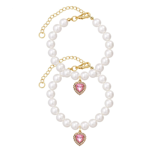 สร้อยคอไข่มุก (รูปหัวใจสีชมพู)