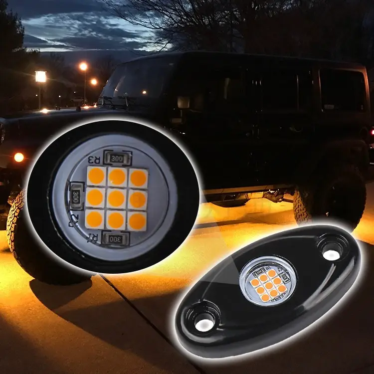 Eclairage de roche multicolore à LED 9W 12v, 10 pièces, lampes sous voiture, pour 4x4, véhicule tout-terrain, camion, atv
