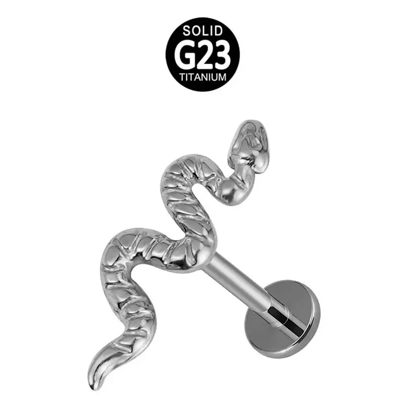 ASTM-Anillo de titanio F136 de 16G, joyería para Piercing para el cuerpo, sin rosca interna, pulido alto, para labios de serpiente