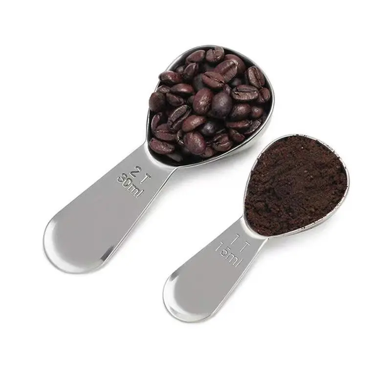 Buona qualità 15ml 30ml manico corto Logo personalizzato cucchiaio di metallo paletta per caffè con Clip