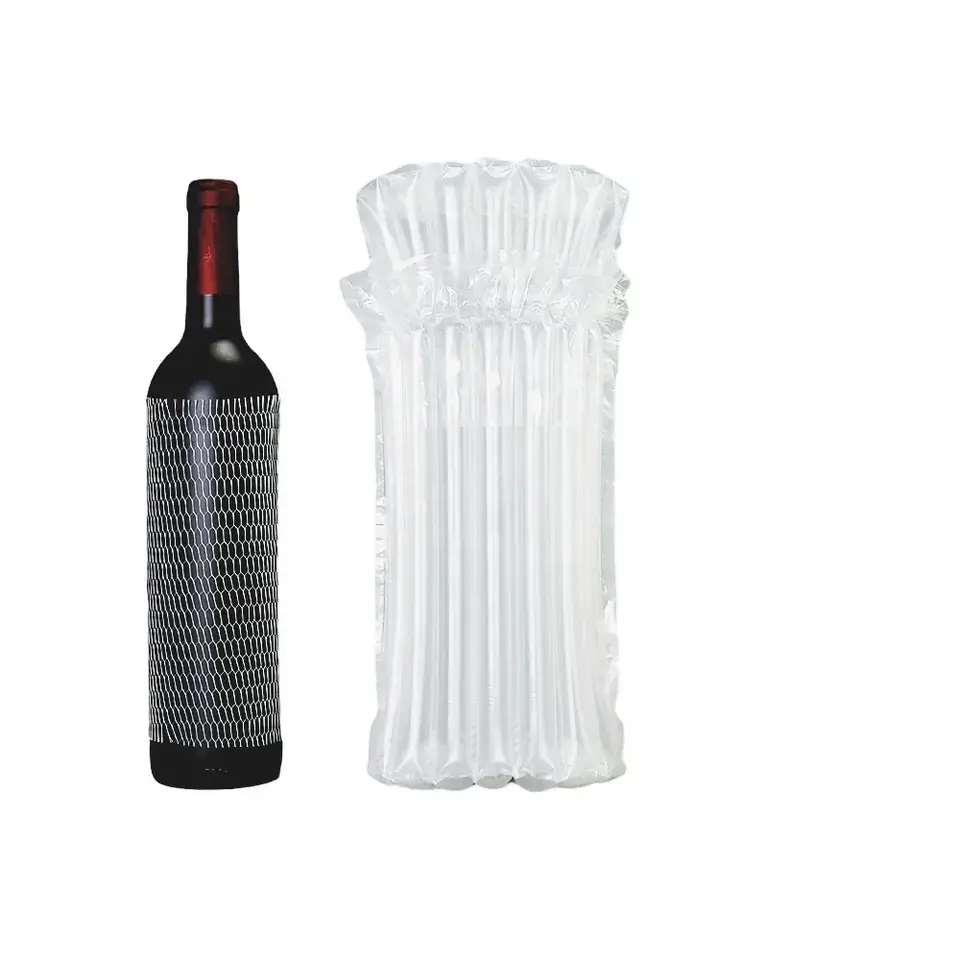 Transparente inflável embalagem ar almofada saco tampão embalagem garrafa vinho proteção coluna ar embalagem