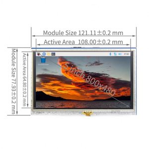Pantalla táctil LCD de 5 pulgadas con adaptador 3/4 Compatible con Raspberry Pi Raspberry PI 800*480 Módulo de 5 pulgadas - Product Image 1