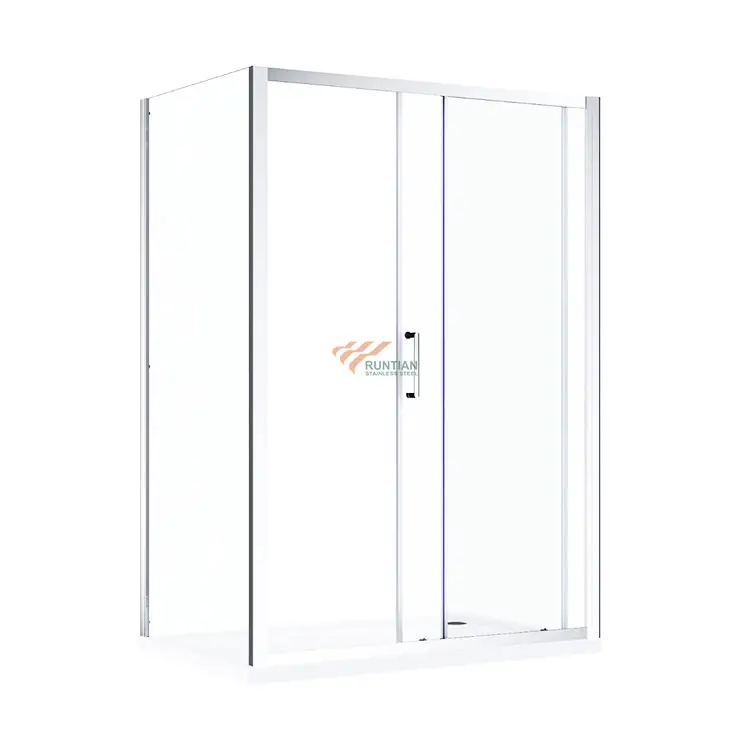 Fabrication de néo angle coin semi-cadre salle de bain porte battante cloison en verre ensemble de cabine de douche