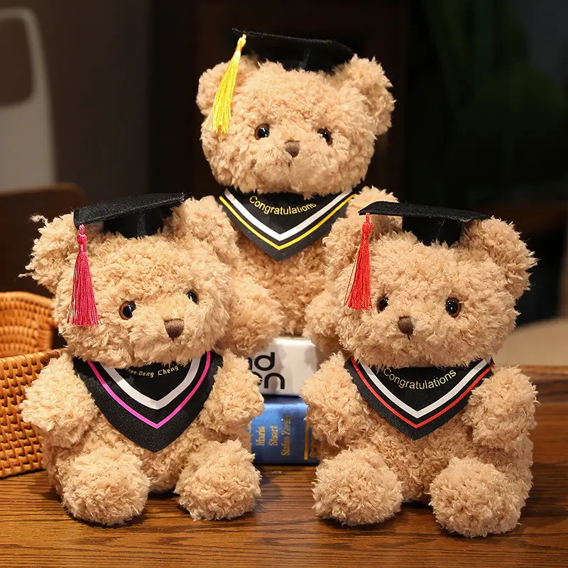 Toptan dolması sevimli peluş oyuncaklar ayı 2024 mezuniyet hediyesi dekorasyon Mini peluş oyuncak ayı mezuniyet küçük ayılar