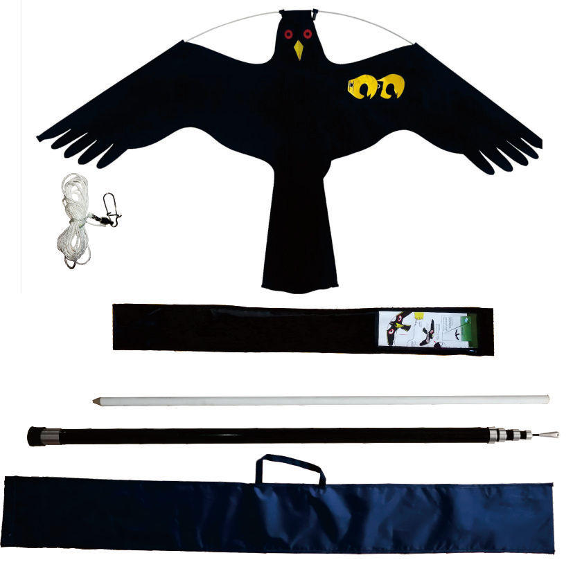 scare bird kite with 9m reinforced flagpole+25 cone