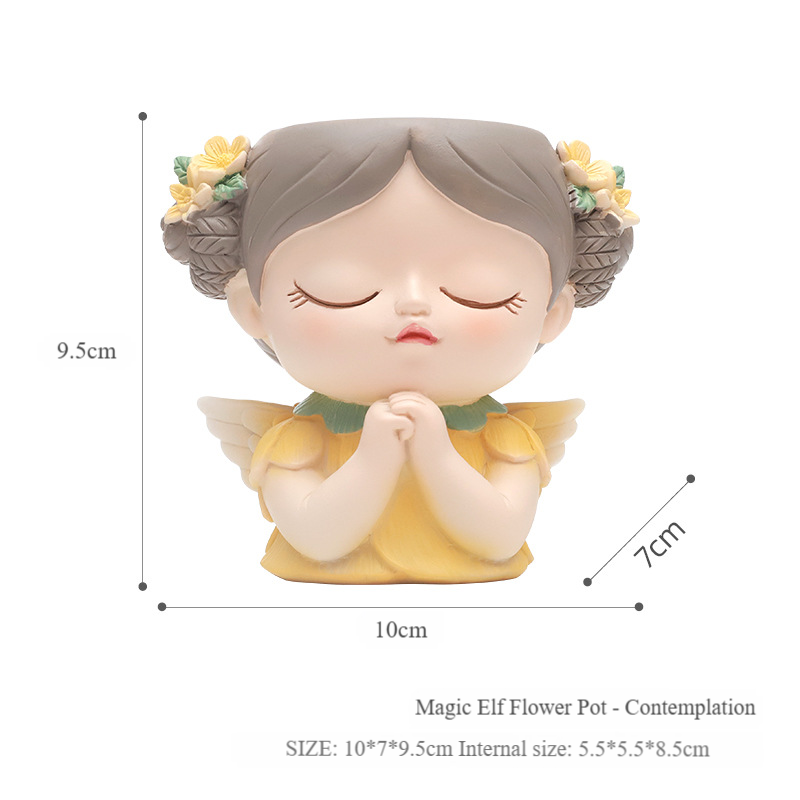 yellow-Magic elf small flower pot-meditation
