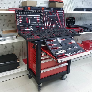 车库工具收纳器滚动工具车7个抽屉车间储物拉杆柜红色 - Product Image 2
