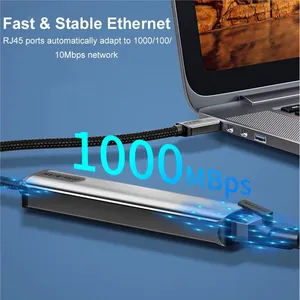 SAMZHE Typ-C HUB RJ45-Adapter HDMI 4K Typ C HUB Hoch geschwindigkeit für Computer mit mehreren Geräten Laptop Desktop PC Adapter USB HUB - Product Image 4