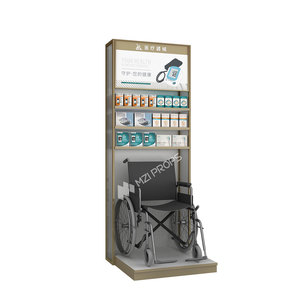XJMS-AW2-LBJ-07 Professional Medicine Display Rack for Retail <strong>Pharmacies</strong> Golden Universal Glass Cabinet with Adjustable Shelves - Product Image 6