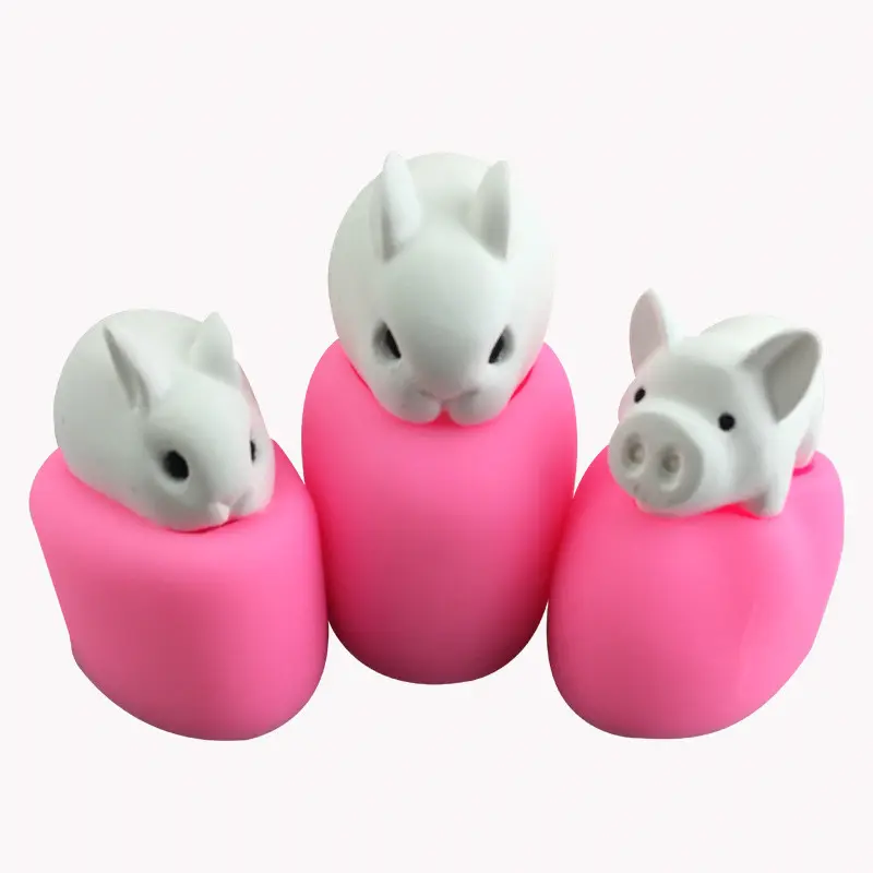 New Large Small Rabbit Pig Shape Silicone Mold Soap Handmade Soap Mould Plaster Decoration Mold