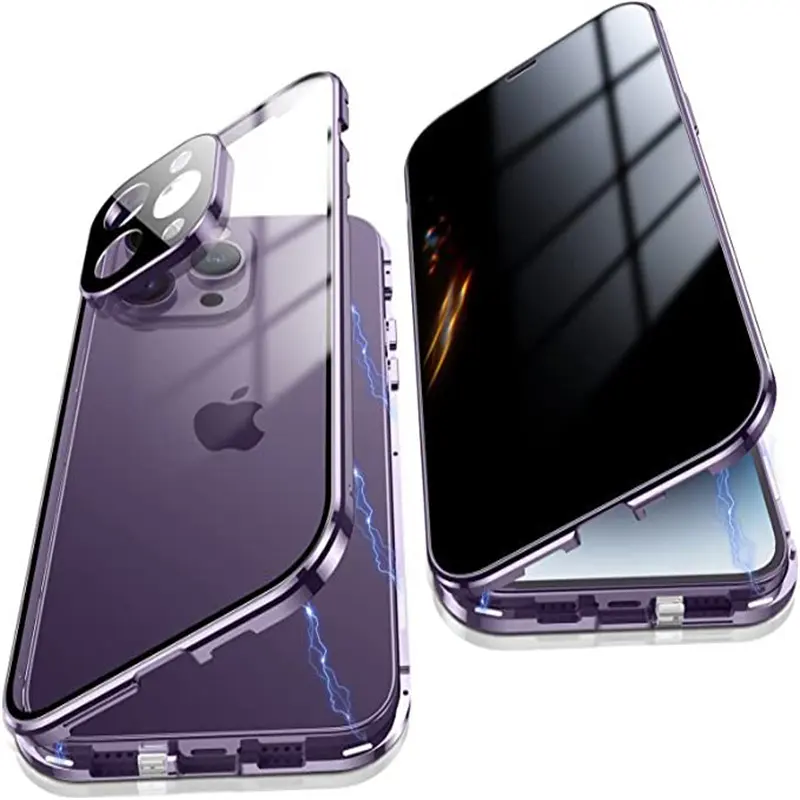 Doppelseitige Glas magnetische Metall Telefon hülle für iPhone 15 14 13 Pro Max, für iPhone 15 Vorder-und Rückseite Handy hülle Glas