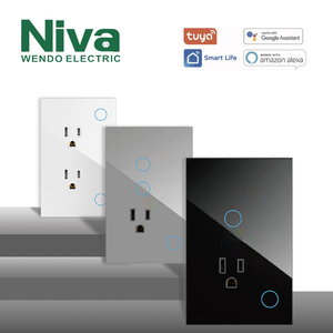 Interruptor de luz inteligente de automatización Control Wifi 2 Gang Panel de vidrio táctil estándar americano Interruptores de pared Interruptor