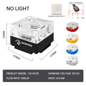 OCOCOO P67B 12V PWM Control de velocidad Computadora Bomba de refrigeración por agua Sistema de refrigeración por agua con ajuste de velocidad eficiente - Product Image 2