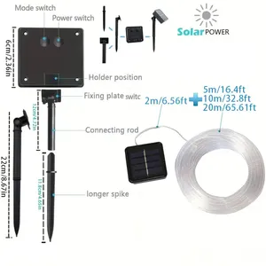 Hochwertige solar betriebene mehrfarbige Kupferdraht rohrs chnur 8 Funktion Verwendung im Freien Led String Rope Light - Product Image 5