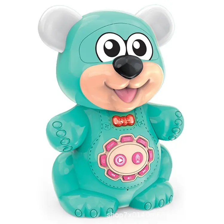 Cartoon Bear Smart Children Story Machine Pink Green2 Color Sáng Tạo Học Sớm Trò Chơi Tương Tác Máy Học Nhạc Nhẹ