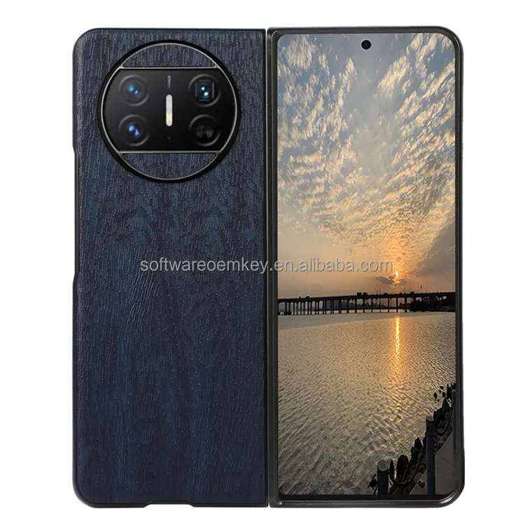 Capa de celular original de couro pu, padrão de árvore, à prova de choque, ultra fina, tampa traseira para huawei mate x3