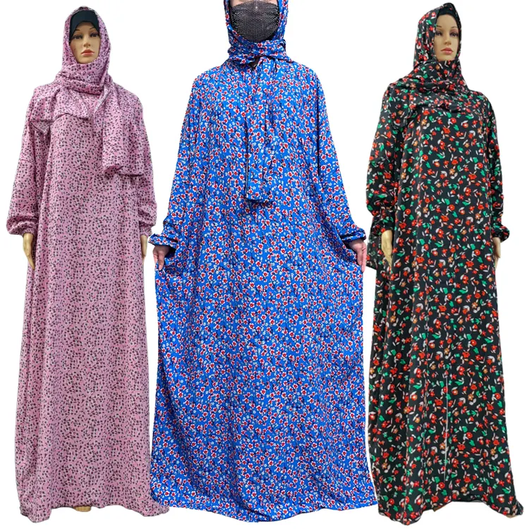 100% Viscose coton écharpe Hijab Abaya femmes musulmanes jeune fille ample Floral tenue décontractée dubaï turquie Robe Caftan vêtements islamiques