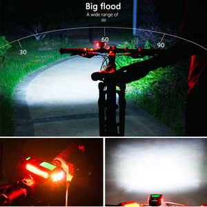 多機能自転車フロントライト、LEDランプバイクコンピュータースピードメーター、5モードサイクルバイクホーンベル懐中電灯サイクリングヘッドライト - Product Image 6