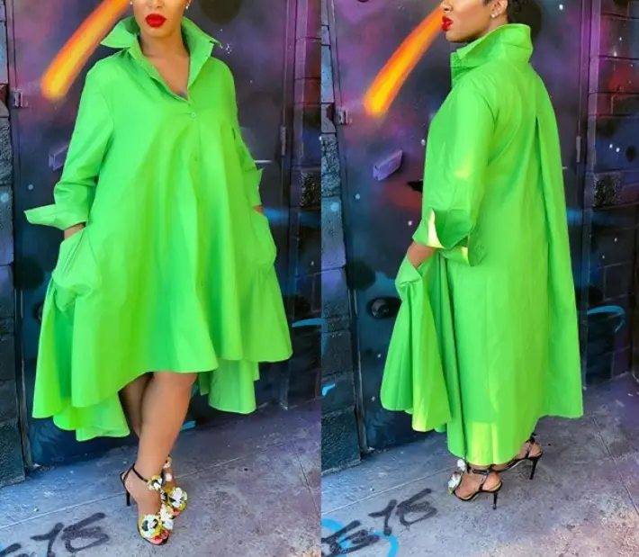 De moda de gran tamaño vestidos de verde asimetría vestido Casual